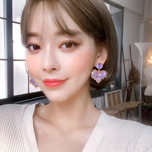 Heart Dangle Earring 925 Sterling Silver Heart Shape CZ Jewelry for Women - Afbeelding 2 van 2