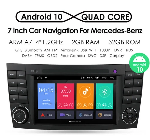 Android 10 Gps Stereo Radio Carplay 7“ for Mercedes Benz E-Class W211 E320 E - Picture 1 of 24