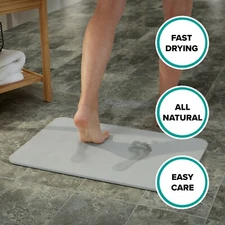 Quick-Dry Absorbent Non-Slip Bath Mat (Gray, 17.75" x 13.75")