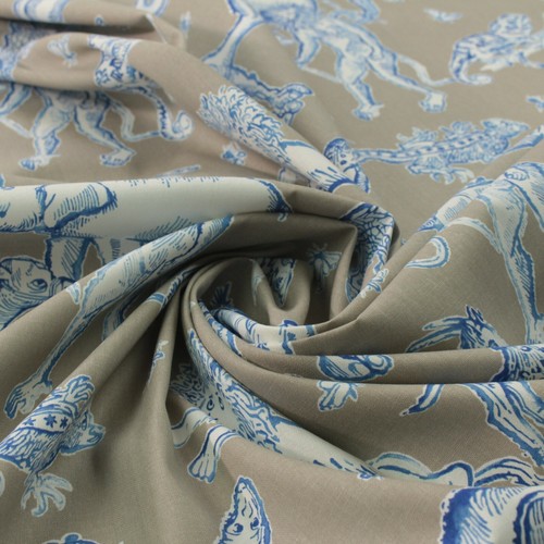 DURALEE LANGDON AZURE BLUE GRAY ELEPHANT CAMEL EXCLUSIVE FABRIC BY YARD 54"W - Picture 5 of 9