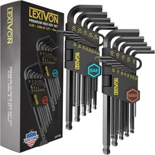 LEXIVON Allen Wrenches Sets, 26-Piece Premium Metric & SAE Hex Keys, L-Shaped...