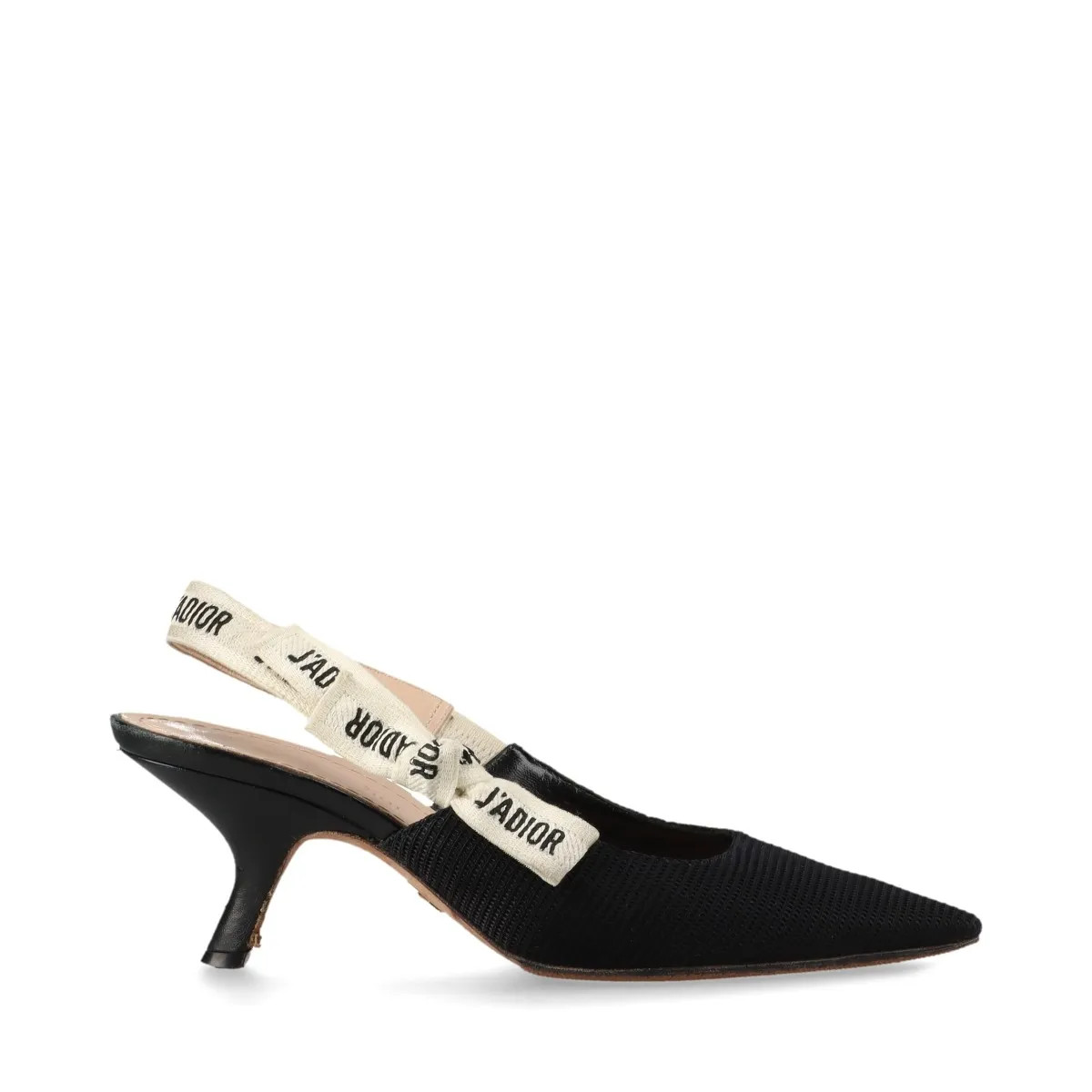 Christian Dior J'ADIOR Leather x fabric Strap Pumps Ladies' Black x ivory slingb thumbnail 3