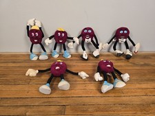 Vtg 1988 California Raisins Bendable Poseable Plush 5.5" Figurine Dolls Set of 6