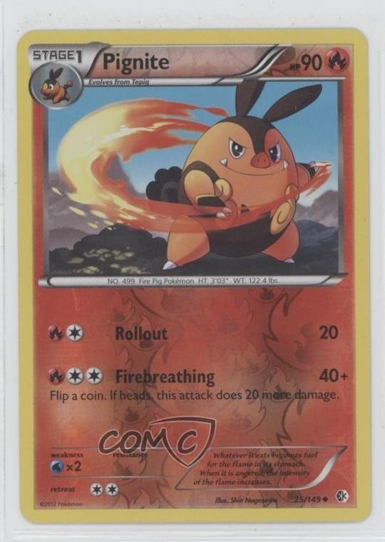 Pignite Reverse Foil Pokemon Black & White Boundaries Crossed #25