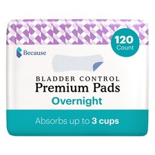 Because Incontinence Pads for Women - Extra 120 Count 6 Packs of 20 , White