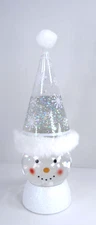 Snowman Snow Globe White Fur Trim Hat Color Changing Swirling Glitter See Video