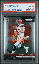 Baker Mayfield 2018 Panini Prizm RC Rookie Card #201 PSA 9 Auto 10 144419505. rookie card picture