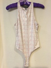 PLAYBOY Misguided Pink White Bodysuit - Size 8