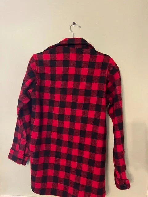 LL Bean Mens small red plaid wool jacket image 4