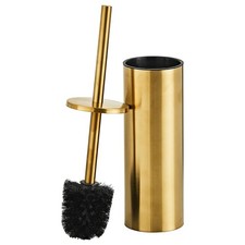 Brushed Gold Toilet and Holder Set - Stainless Steel Bowl Scrubber