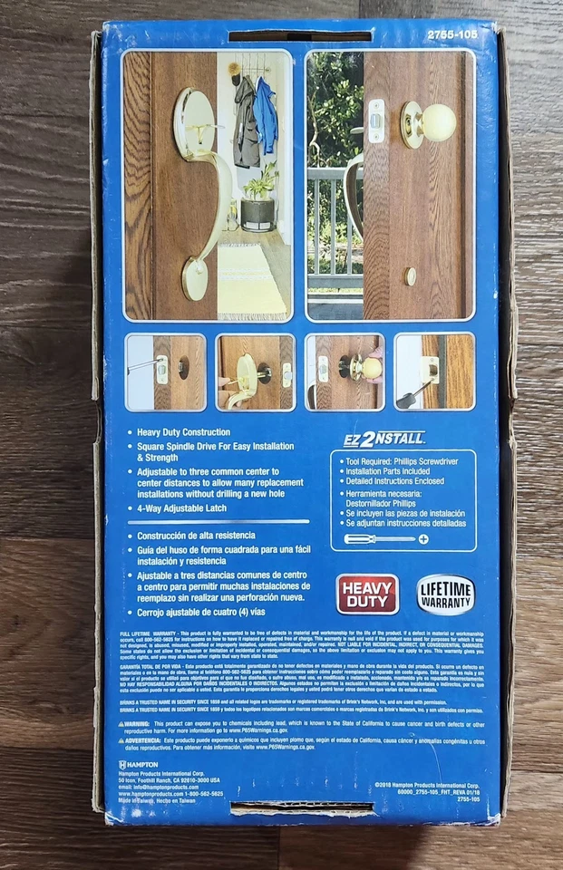 Manija de paso de alta resistencia Brinks exterior interior latón pulido Foto 3 de 4