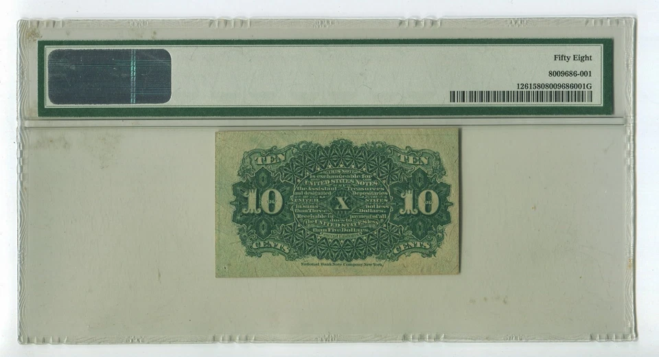10c Fourth Issue Fractional Currency Fr#1261  PMG 58 Choice AU GR1 - Image 2 of 2