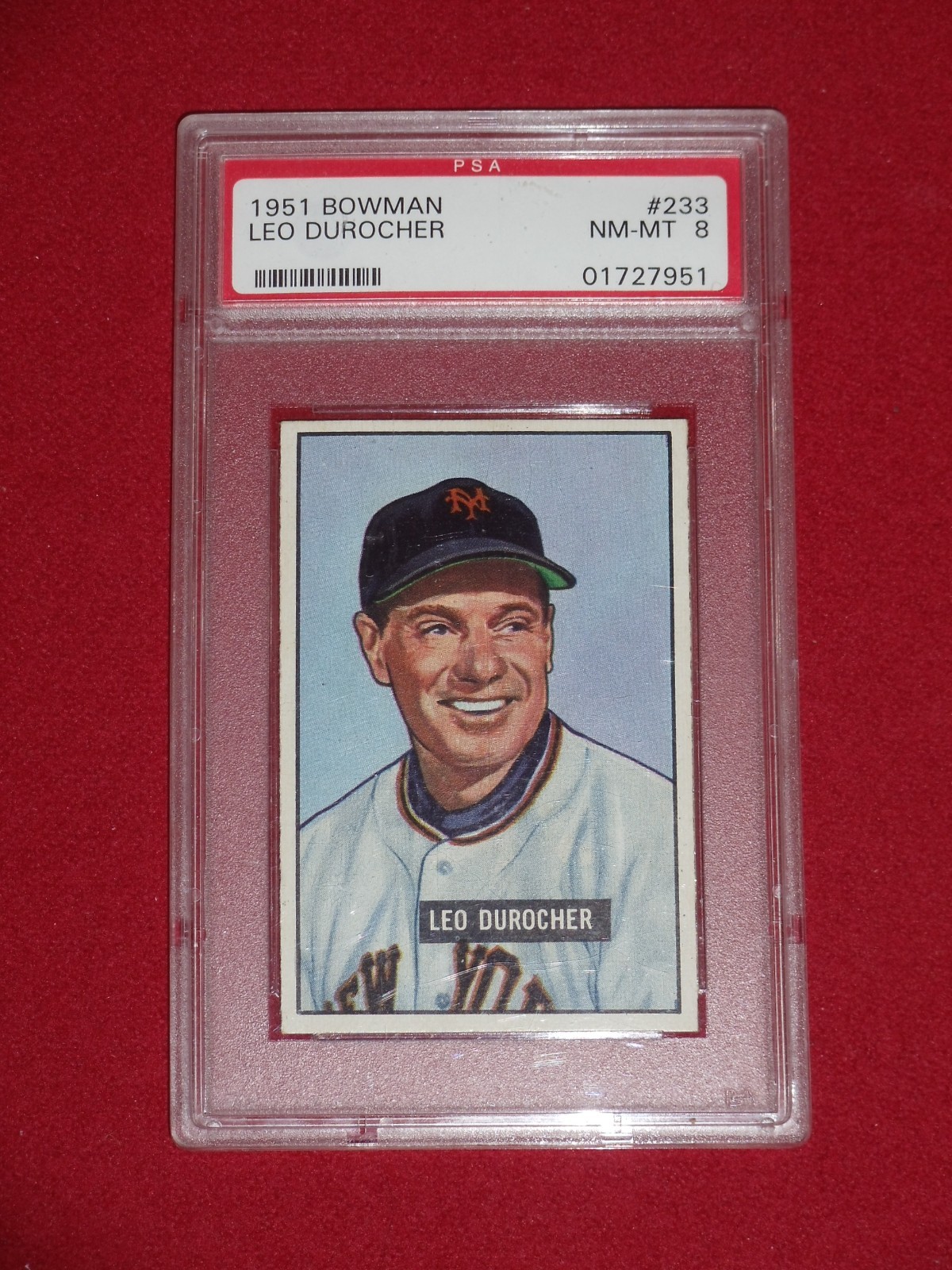 1951 Bowman Leo Durocher PSA 8 NM-MT #233 Centered RARE Amazing Card BEAUTY!
