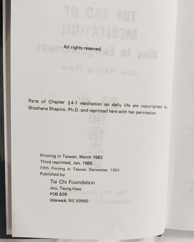 The Tao of Meditation: Way To Enlightenment Jou Tsung Hwa 1983 Hardcover - Foto 3 di 5