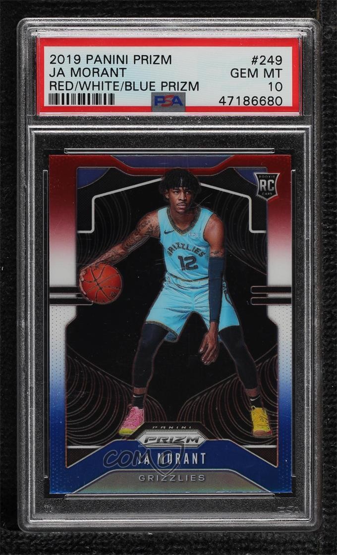 2019-20 Panini Prizm Rookie Red White & Blue Ja Morant #249 PSA 10 GEM MT 12d4