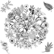 Botanical Floral Stickers 50 Pcs Clear PET Black and White Flower Plant Sticke