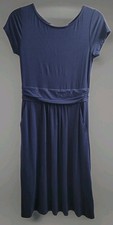 Quince Dress Small NWT Navy Blue Tencel Jersey Ruched Waist Stretch Casual