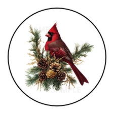 30 Christmas Red Cardinal Bird stickers labels tags envelope seals