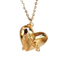 Love Heart Locket Necklace Gold Plated Arrow Adjustable Pendant Necklaces Fashio