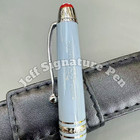 Bid Now MB Meisterstuck 163 Light Blue/Silver Trim w/ Leather Fountain Pen Case — photo 3