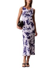 Calvin Klein Printed Chiffon Cowl Neck Maxi Dress Women's White Xl