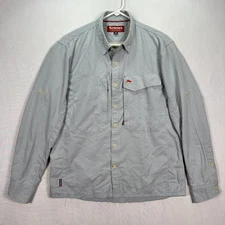 Simms Guide Shirt Men Medium Gray Long Sleeve Fishing Vented Lightweight Outdoor