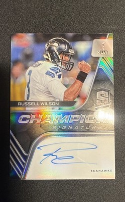 2020 Panini Spectra-Champ Signatures Russell Wilson #CS-RW 3/15 Jersey Match🔥