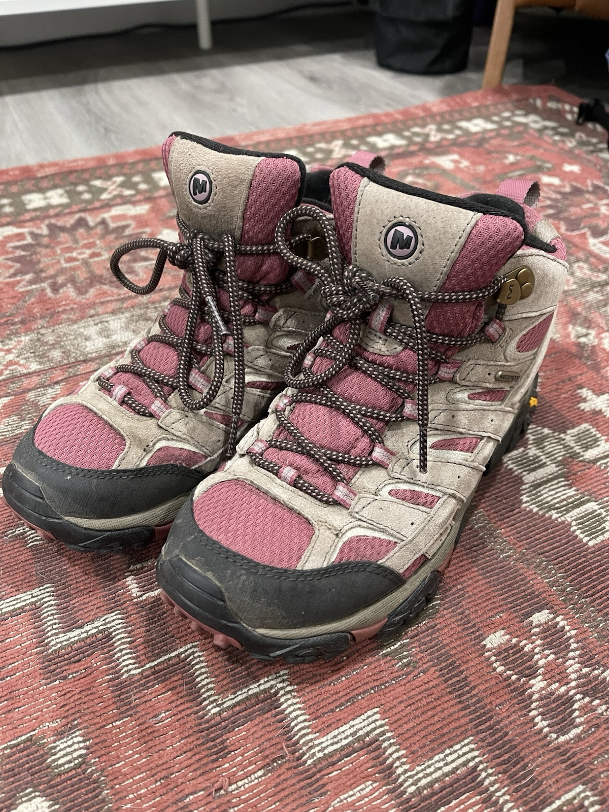 Stivali da trekking Merrell donna Vibram alti J06052 taglia 8 outdoor marroni e viola