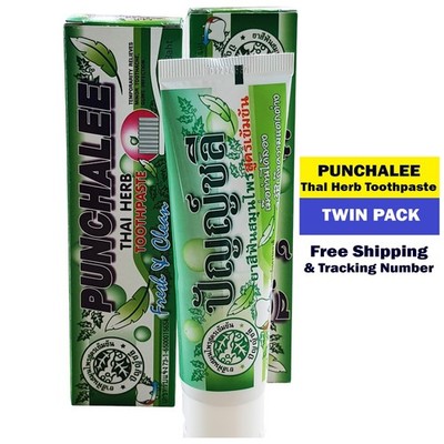 2-Pack PUNCHALEE Thai Herbal Toothpaste 80g Clove Natural Fresh Breath Gum Care
