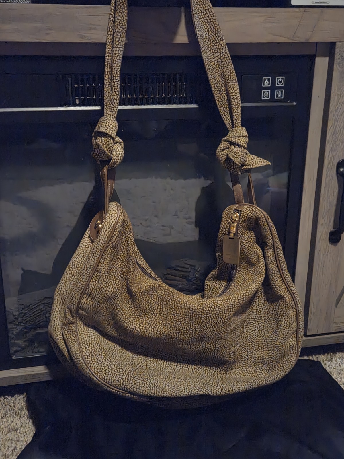 BORBONESE Autentica Borsa Vintage Oro Piuma Hobo