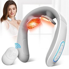 Electric Pulse Neck Massager with Heat for Pain Relief 10 Modes 15 Intensitie...