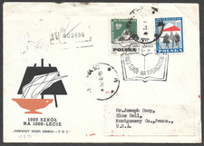 Poland Cachet 1000 New Schools Set FDC First Day Cover Registered to USA 1959