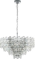 Chrom Glamour Kristall HäNgelampe Pendelleuchte 10X25W/E14 IP20 78X150 [Cm]