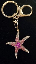 NEW CRYSTAL STARFISH KEY CHAIN / BAG CHARM, 6 AVAILABLE