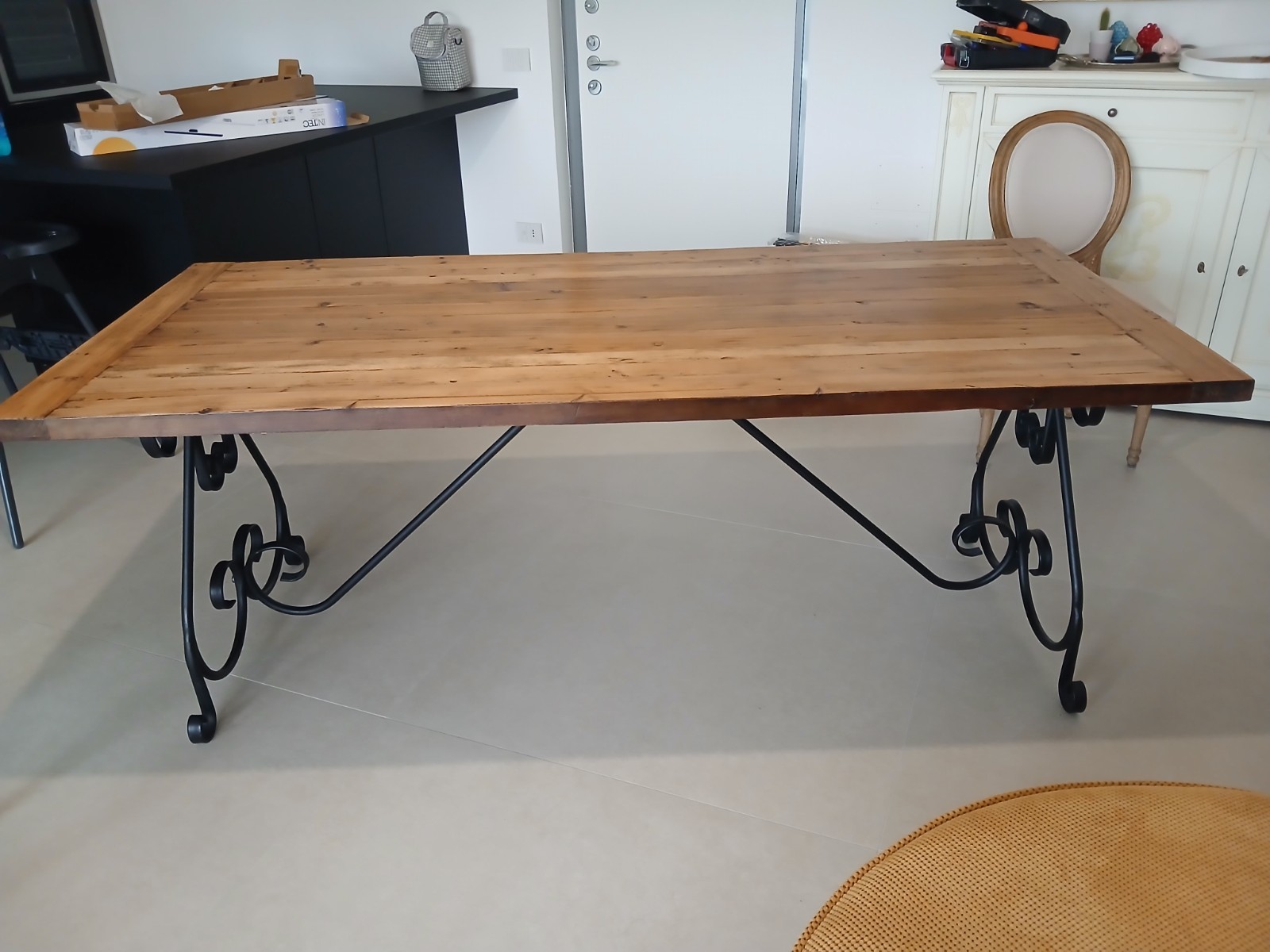 Tavolo da pranzo rettangolare marrone legno/metallo 200x90x75 cm interno foto 2