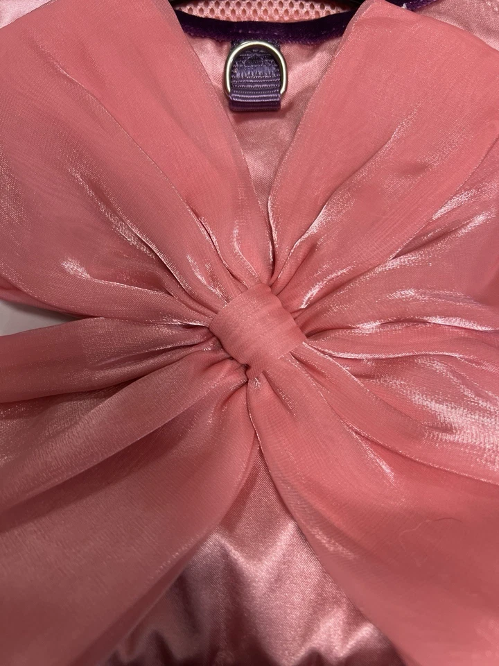 Youly Dog MEDIUM Pink Harness Halter With Purple Velour Hat Fur Baby Cat Outfit - Image 3 of 4