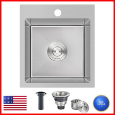 Menatt 15 X 17 Inch Drop In Bar Sink Single Faucet Hole Single Bowl Topmount