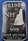 A New Hampshire State Silver Bar- 1/2 Oz .999 Fine Silver