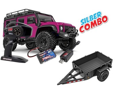 Traxxas TRX-4M Land Rover Defender 1/18 Pink Silber Combo TRX97054-1-PINK-SIL...