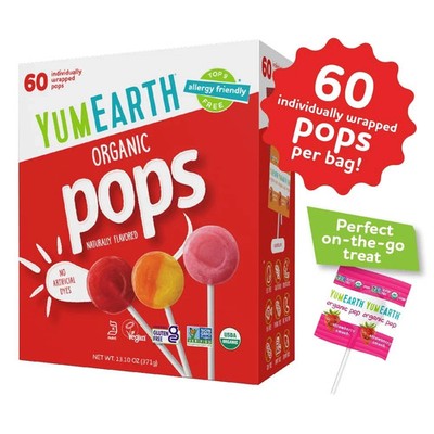 YumEarth  60Pk Organic Lollipops EXP DEC/11/2027