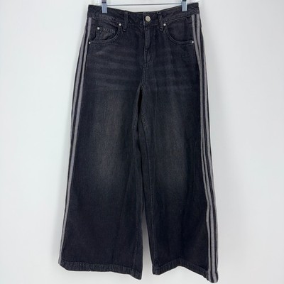 Adidas Y2K Pants Women Size 26/30 Black Originals Adicolor Denim Adilenium New