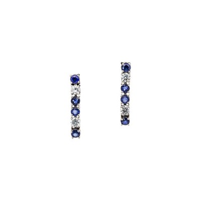 Lupita Blue Sapphire Earrings with Lab Created Diamond Accents in Solid 14K Gold