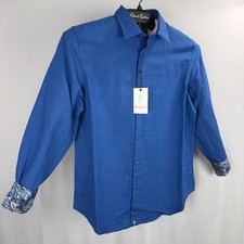 Robert Graham Linen Button-Up Shirt Mens XL Vibrant Flip Cuff LS Davis Blue NEW