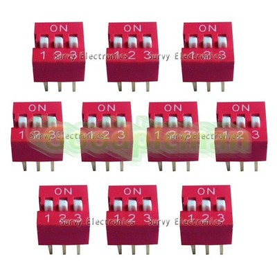 10pcs New 3P 3 Position DIP Switch Side Style 2.54mm Pitch Through Hole   Good #