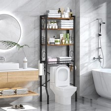 4 Tier Over The Toilet Storage Rack Bathroom Organizer Shelf with Basket