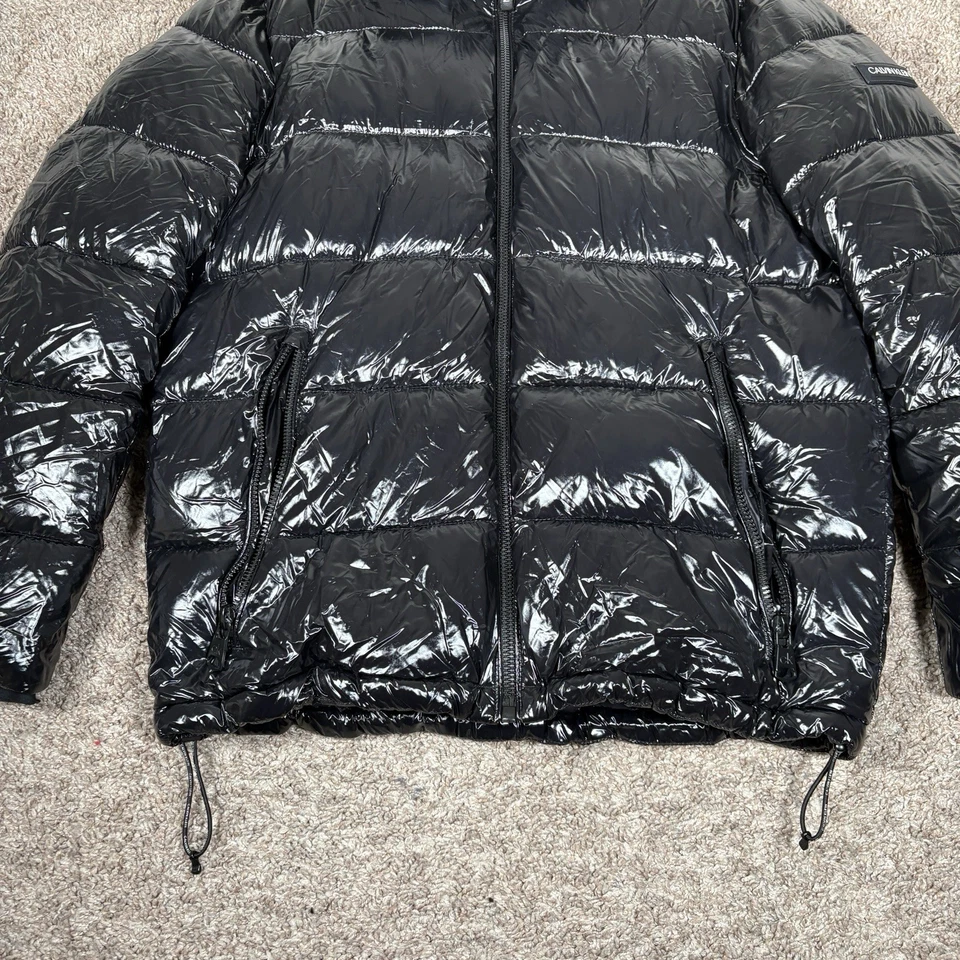 Chaqueta acolchada negra Sorona Aura mediana para hombre Calvin Klein holográfica brillante Foto 3 de 4