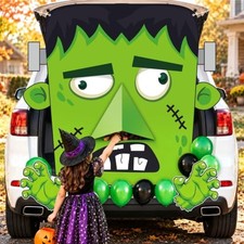 Halloween Green Monster Trunk or Treat Car Decor Kit with Backdrop Balloon -