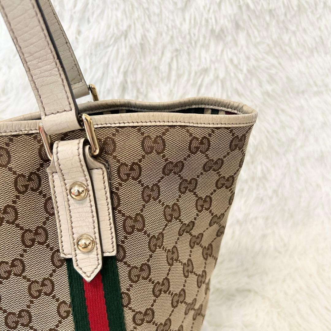 GUCCI Unisex GG Canvas Tote Bag Sherry Line Authentic Excellent Condition thumbnail 5