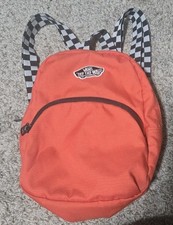 Vans Orange Mini Backpack Checkered Straps Adjustable Unisex Bag