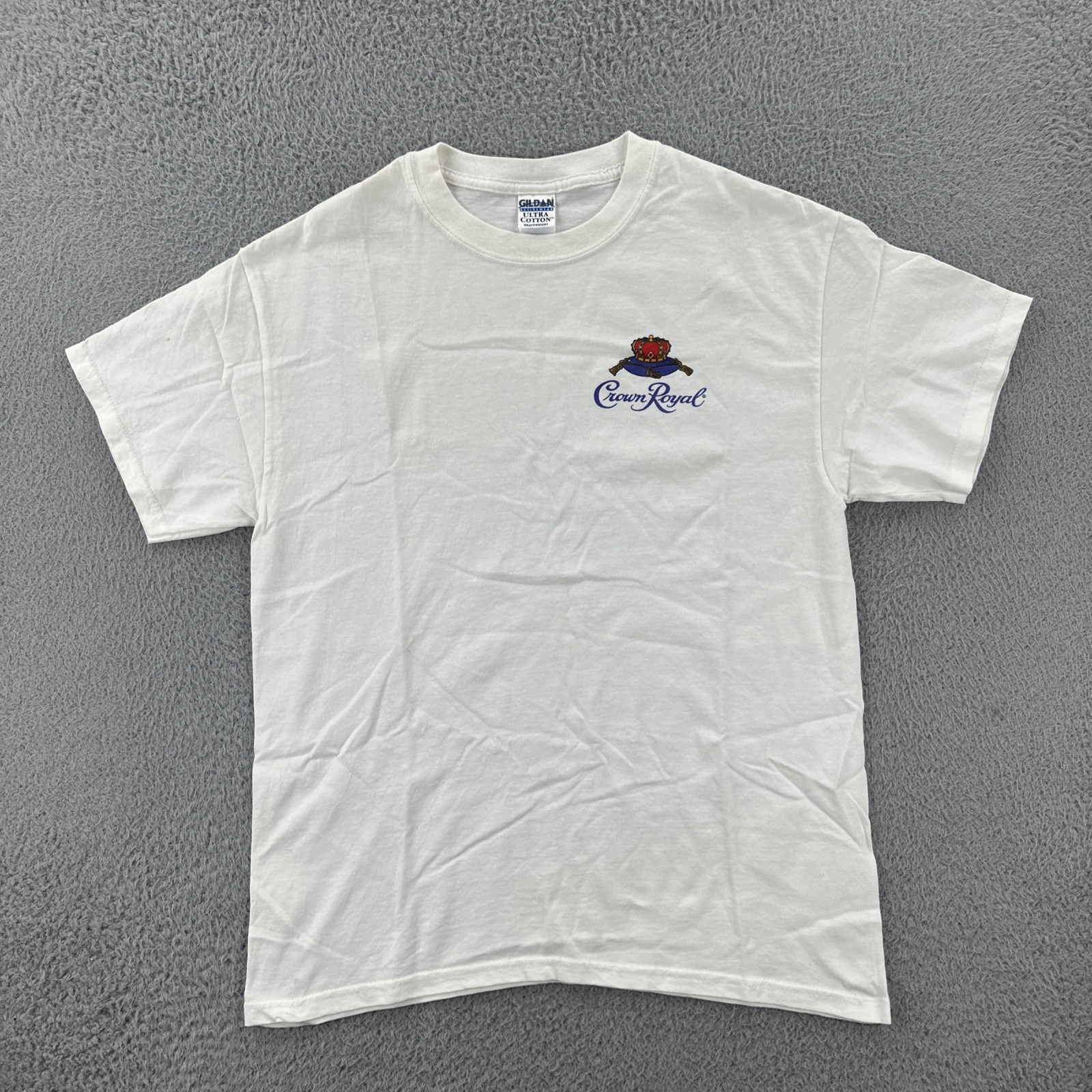 Vintage Gildan Men’s Size Large White Shirt Crown Royal Alcohol Promo Logo Tee